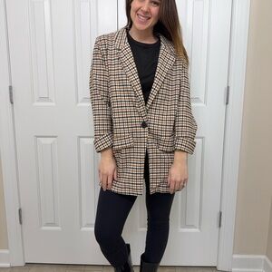 Rue 21 Black & Brown Checkered Blazer